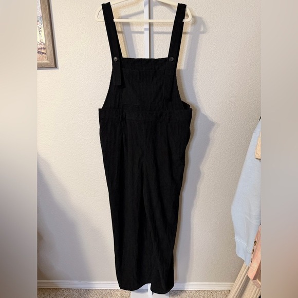 Cider Black Corduroy Wide Leg Jumpsuit Overalls Women's Plus Size Casual Comfort - Picture 2 of 5